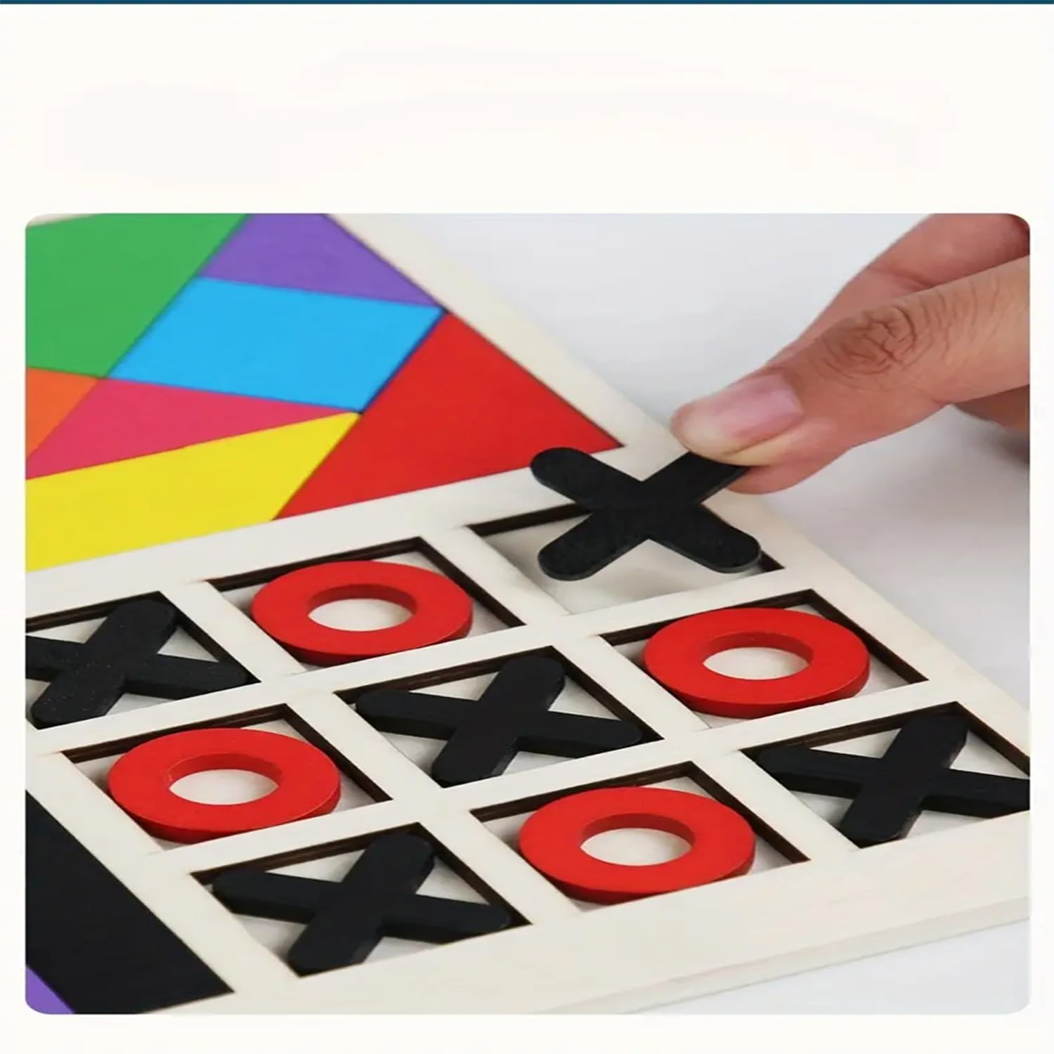 Kiddyraft Wooden 3-in-1 Learning & Educational Magnetic Tangram, Tetris& Rainbow Bridge Pattern Blocks Puzzle Sorter Toy - Image 3