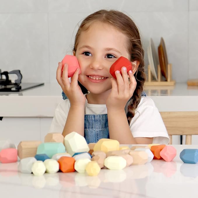 Kiddyraft Montessori Wooden Stacking Stones - Image 2