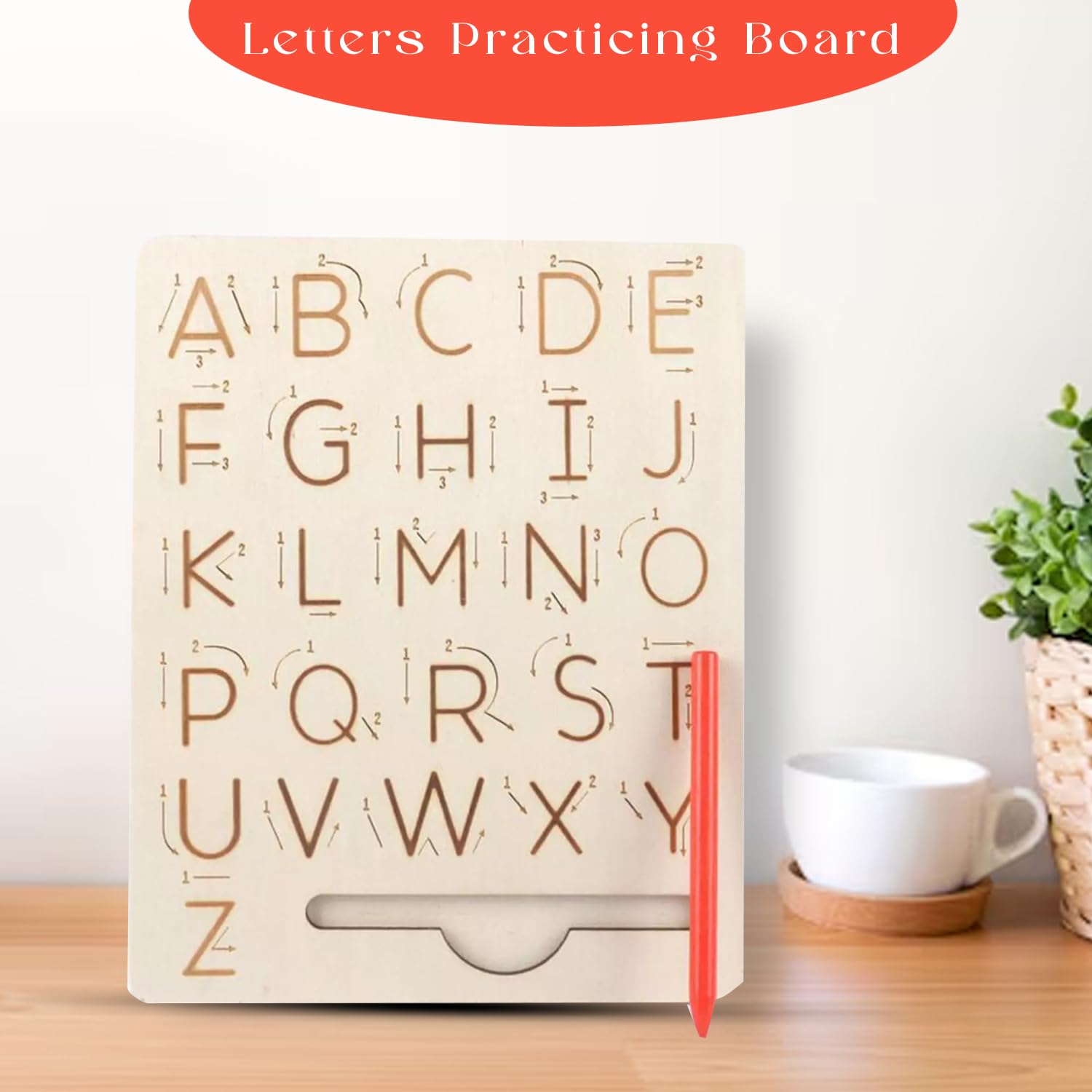 Kiddyraft Wooden English Alphabet Writing Practice Board - Image 2