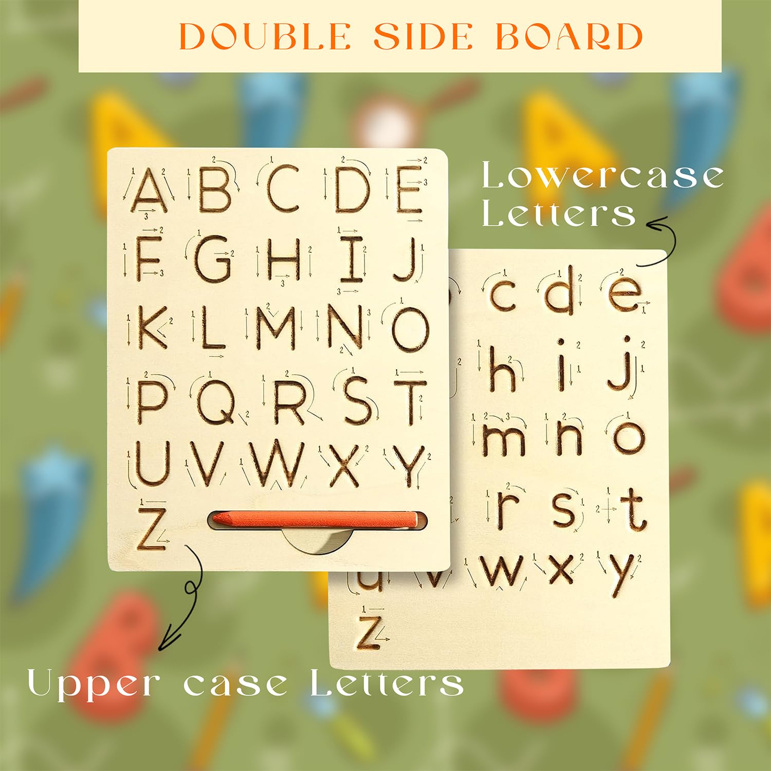 Kiddyraft Wooden English Alphabet Writing Practice Board - Image 3