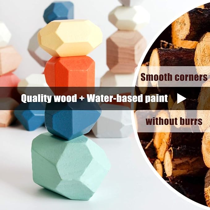 Kiddyraft Montessori Wooden Stacking Stones - Image 5