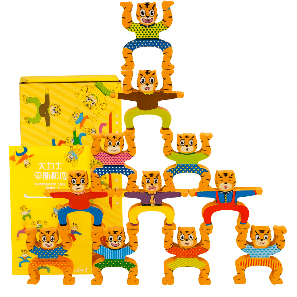 Kiddyraft Wooden Double-Sided Cartoon Tiger Jenga