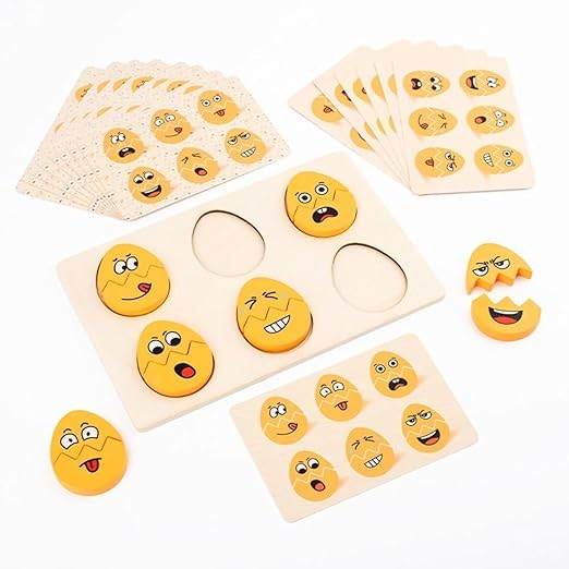 Kiddyraft Montessori Wooden Eggs Expressions Puzzle - Image 2
