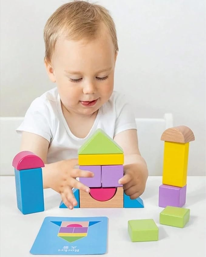 Kiddyraft Montessori Wooden Rainbow Building Blocks - Image 4