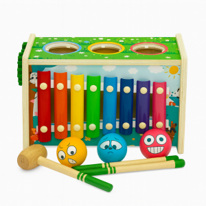 Kiddyraft Montessori Wooden Multi-Function Pounding Toy