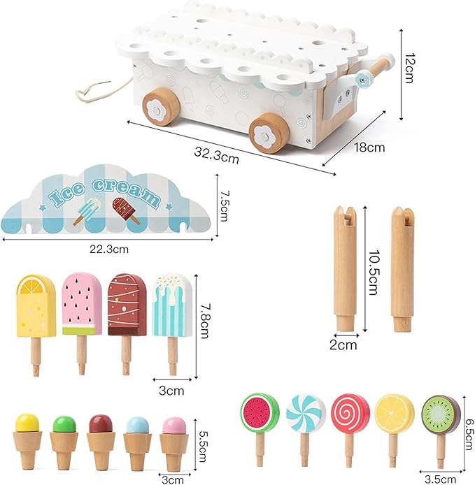 Kiddyraft Wooden Denmark Ice Cream Truck - Image 2