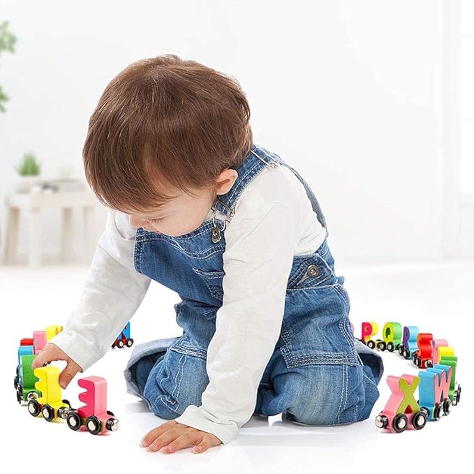 Kiddyraft Wooden Magnetic Tow Letter Car & Magnetic Drag Letter Cart - Image 5